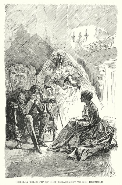 Illustration til store forventninger af Charles Dickens (litho) af Harry Furniss