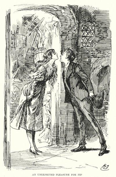 Illustration til store forventninger af Charles Dickens (litho) af Harry Furniss