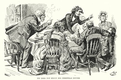 Illustration til store forventninger af Charles Dickens (litho) af Harry Furniss