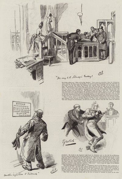 Livet i parlamentet, fremmede i huset af Harry Furniss