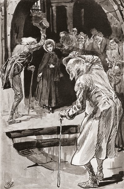 Lille Dorrit. Illustration af Harry Furniss til Charles Dickens-romanen Little Dorrit, fra The Testimonial Edition, udgivet 1910. af Harry Furniss
