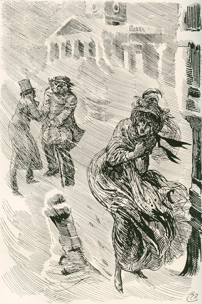 Martha den vandrer. Illustration af Harry Furniss til Charles Dickens-romanen David Copperfield, fra The Testimonial Edition, udgivet 1910. af Harry Furniss