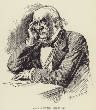 Mr Gladstone listening af Harry Furniss