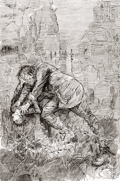 Pips kamp med den undslupne straffefange. " af Harry Furniss