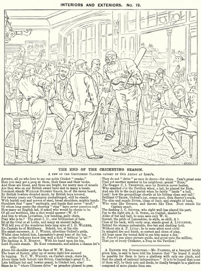 Punch tegneserie: The End of the Cricket Season - scene i pavillonen på Lord