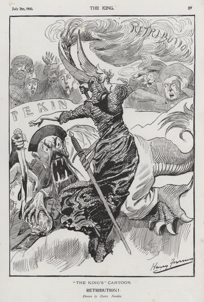 Retribution, tegneserie om bokseroprøret i Kina (gravering) af Harry Furniss