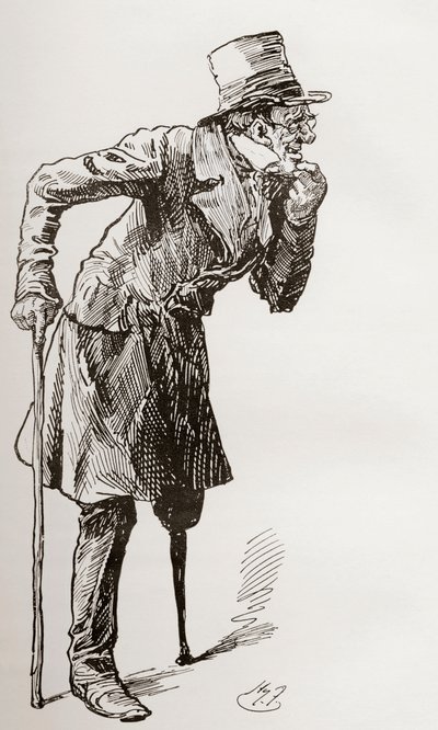 Silas Wegg på vej til Bower af Harry Furniss