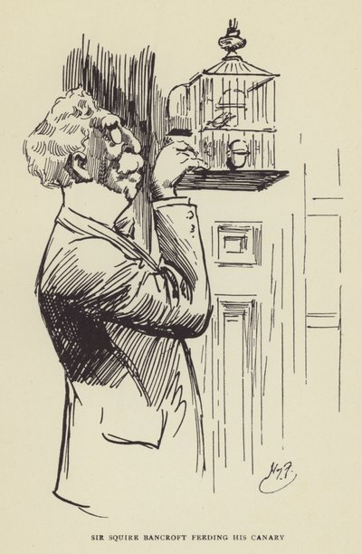 Sir Squire Bancroft fodrer sin kanariefugl af Harry Furniss