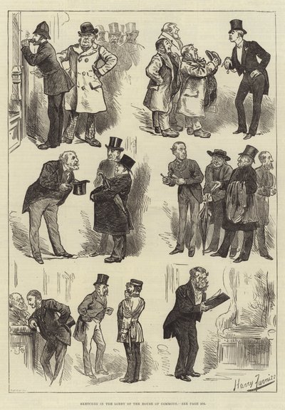 Skitser i Underhusets lobby af Harry Furniss