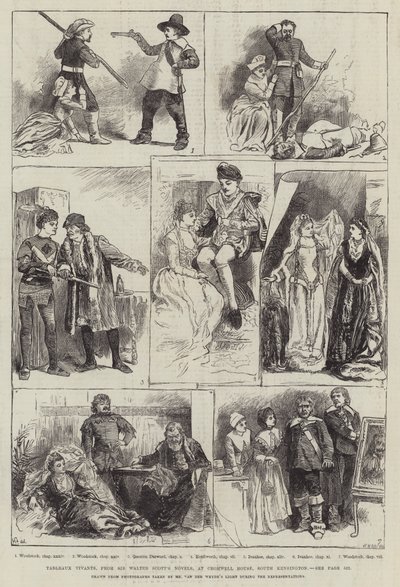 Tableaux Vivants fra Sir Walter Scotts romaner, i Cromwell House, South Kensington af Harry Furniss