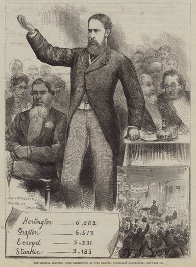 Det almindelige valg, Lord Hartington ved Over Darwen, North-East Lancashire af Harry Furniss