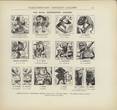The Royal Westminster Academy - forestiller sig, hvordan politikere kan male hinanden (litho) af Harry Furniss