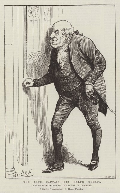 Den afdøde kaptajn Sir Ralph Gosset, som Serjeant-at-Arms i Underhuset af Harry Furniss