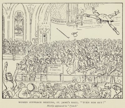 Kvinders valgretsmøde, St James Hall, slå ham ud! af Harry Furniss