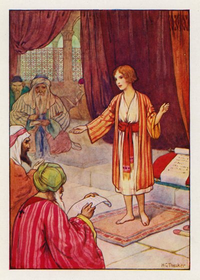 Efter tre dage fandt de ham i templet (farvelitografi) af Harry George Theaker