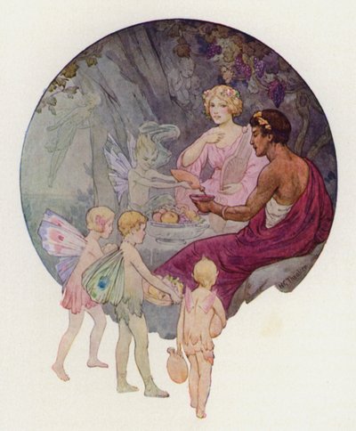 Kalypso i sin hule (farvelitografi) af Harry George Theaker