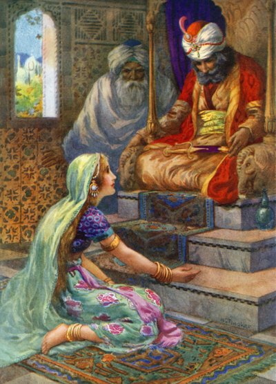 "Hans navn er Satyavan" (farvelitografi) af Harry George Theaker