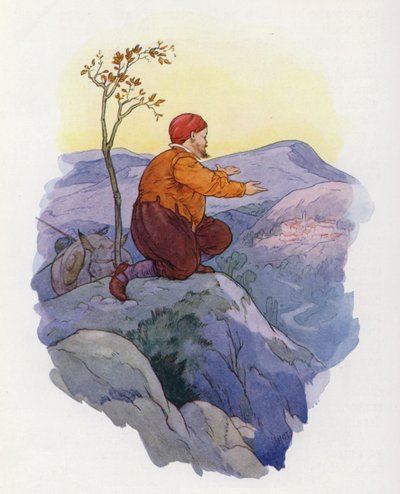 Illustration til Don Quijote (farvelitografi) af Harry George Theaker