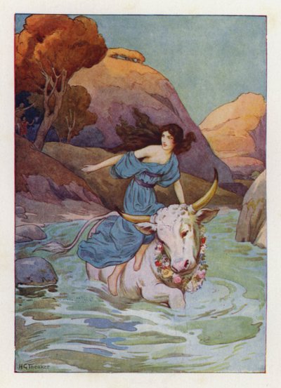 Jupiter dykkede ned i havet, og han svømmede væk (farvelitografi) af Harry George Theaker