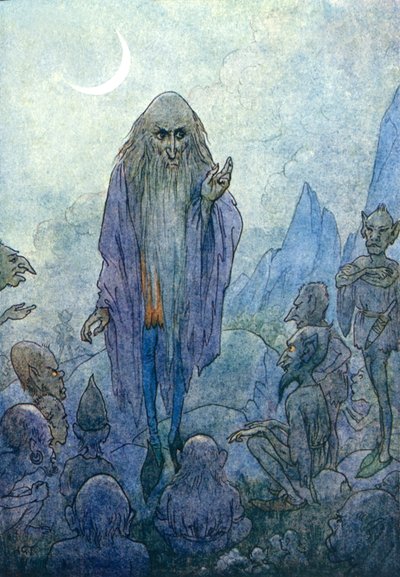 Merlin (farvelitografi) af Harry George Theaker