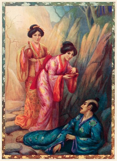Prinsesse Shell og Prinsesse Clam Cure Ohkuni (farvelitografi) af Harry George Theaker