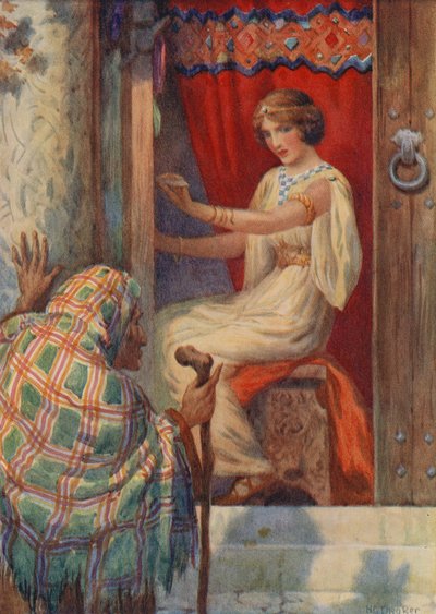 Dronning Frigga og Beldame, fra "Baldur den elskede" (farvelitografi) af Harry George Theaker