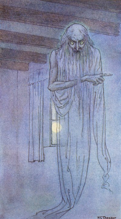 Spøgelset (farvelitografi) af Harry George Theaker