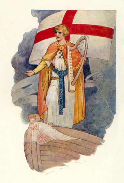Under et kors stod en mand og stirrede (farvelitografi) af Harry George Theaker