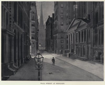 Wall Street ved midnat (litografi) af Harry Grant Dart