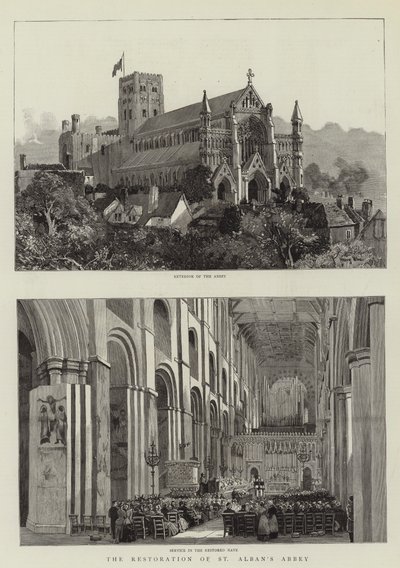 Restaurering af St. Albans Abbey gravering af Harry Hine