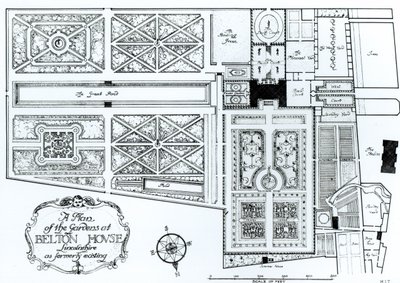A Plan of the Gardens at Belton House, Lincolnshire, som tidligere eksisterende, ca. 1900 af Harry Inigo Triggs