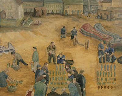 Fiskeudsalg, 1938 af Harry Mitten Wilson