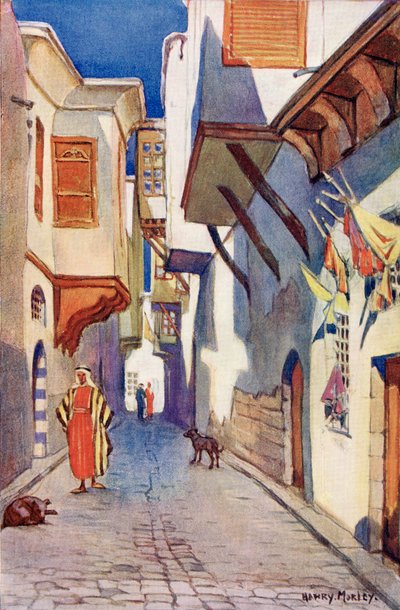 En gade i Damaskus, Syrien, ca. 1910, fra A Book of Modern Palestine af Richard Penlake pub. ca. 1910 af Harry Morley