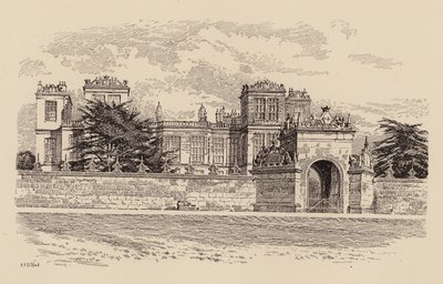 Hardwick Hall, Derbyshire (farve litho) af Harry Percy Clifford