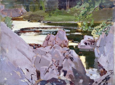 Aften ved floden (panel) af Harry Watson
