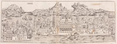 1930 genoptryk af udsigten over Venedig fra Nürnbergkrøniken (beskåret) af Hartmann Schedel