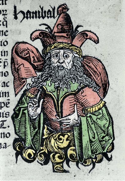 Portræt af Hannibal eller Annibal Barca (247 f.Kr. - 183 f.Kr.), karthagisk general og statsmand. Xylografi af "" Chronicles of Nürnberg"" af Hartmann Schedel af Hartmann Schedel