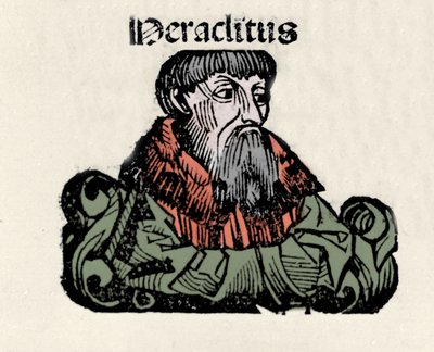 Portræt af den græske filosof Heraklit fra Efesus (576-480 f.Kr.) (Heraklit fra Efesos). Xylografi af "" Chronicles of Nürnberg"" af Hartmann Schedel af Hartmann Schedel