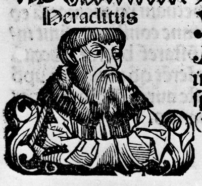 Portræt af den græske filosof Heraklit af Efesus (Heraklit fra Efesos, 576-480 f.Kr.). Xylografi af "" Chronicles of Nürnberg"" af Hartmann Schedel af Hartmann Schedel