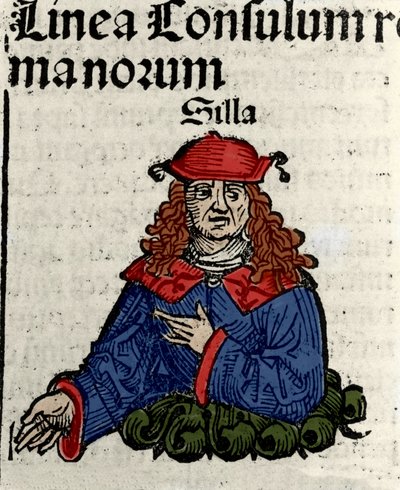 Repræsentation af den romerske politiker Lucius Cornelius Sulla (formand eller sylla) (138-68 f.Kr.) Xylografi af "" Chronicles of Nürnberg"" af Hartmann Schedel af Hartmann Schedel