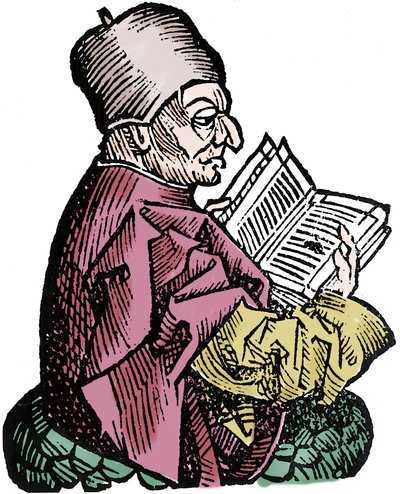 Historikeren og teologen Bede den Ærværdige (673-735) (Beda Venerabilis). Xylografi af "" Chronicles of Nürnberg"" af Hartmann Schedel af Hartmann Schedel