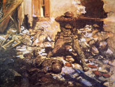 Gadekampe i en landsby ved Marne af Harvey T. Dunn