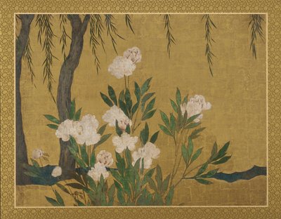 Pæoner og piletræer, Momoyama- eller Edo-perioden, begyndelsen af det 17. århundrede. af Hasegawa Tonin