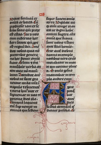 Evangeliebog med evangelistportrætter: Dekoreret initial af Hausbuch Master