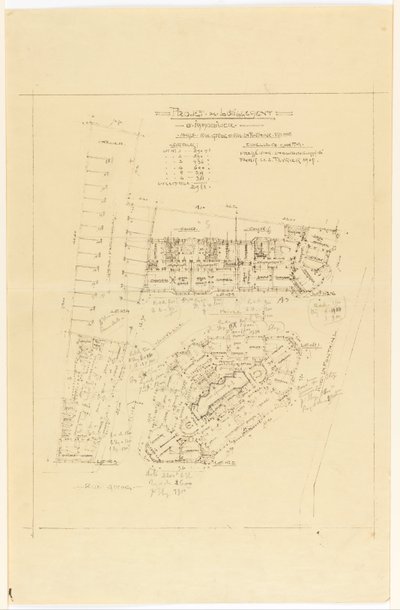 Plan, Project de Lotnement, rue Gros og rue de la Fontaine, Paris af Hector Guimard