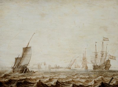 En Wijdschip sænker sejl i et oprørt hav, midten af det 17. århundrede (olie på panel) af Heerman Witmont