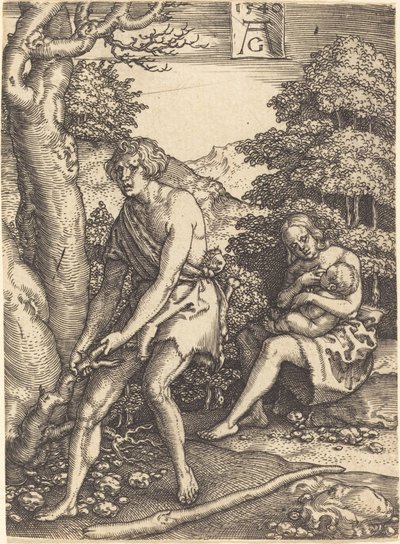 Adam og Eva på arbejde, 1540. af Heinrich Aldegrever