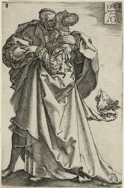 Dansepar, tallerken otte fra The Large Wedding-Dancers af Heinrich Aldegrever