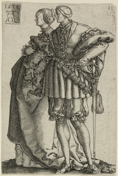 Dansepar, tallerken elleve fra The Large Wedding-Dancers af Heinrich Aldegrever
