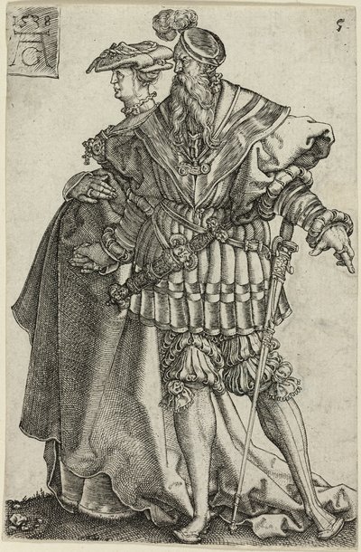 Dansepar, tallerken fem fra The Large Wedding-Dancers af Heinrich Aldegrever